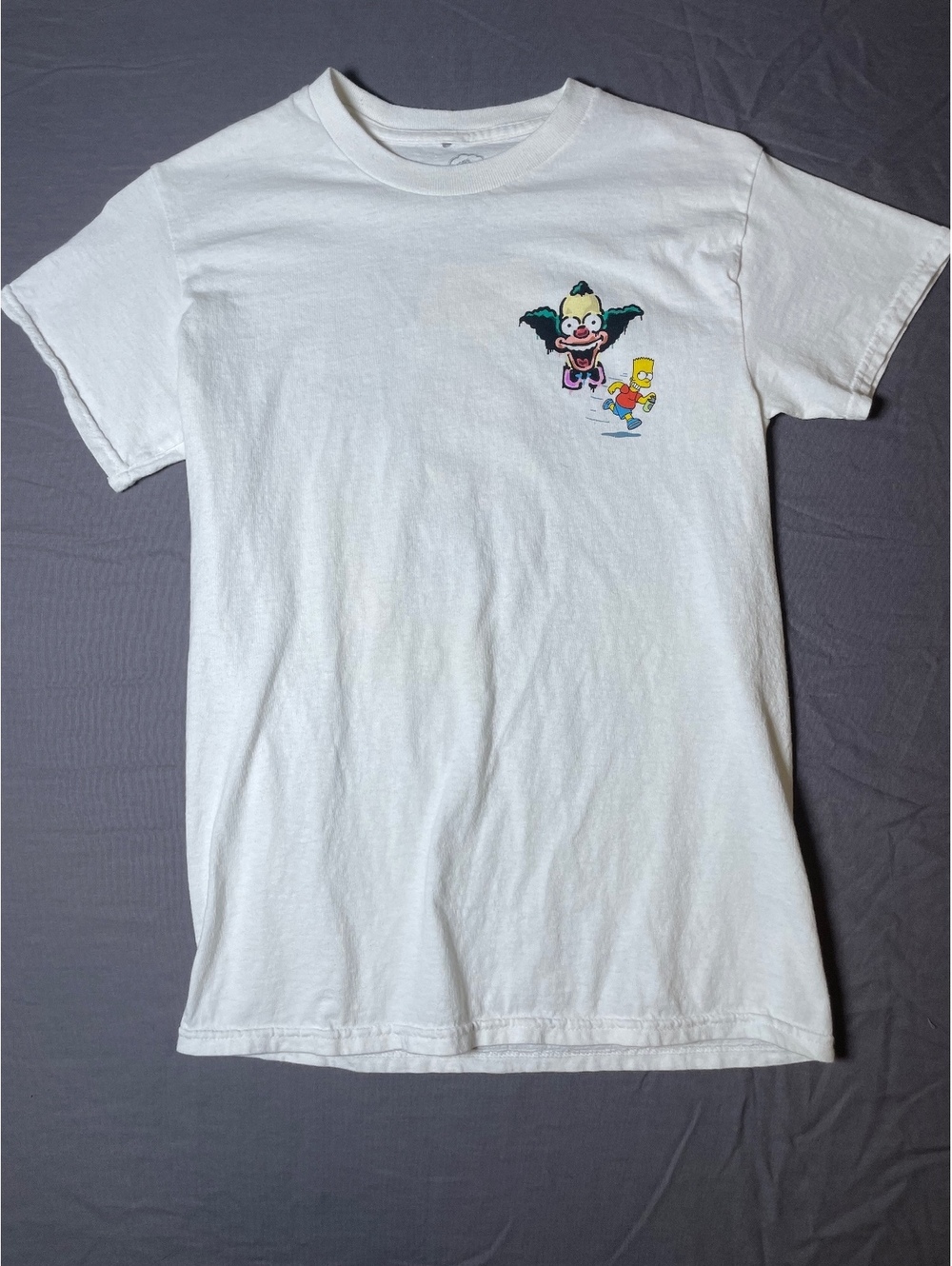 The Simpsons 90s Krusty The Clown and Bart White Graphic Tee Womens Small- 146 - Picture 3 of 7